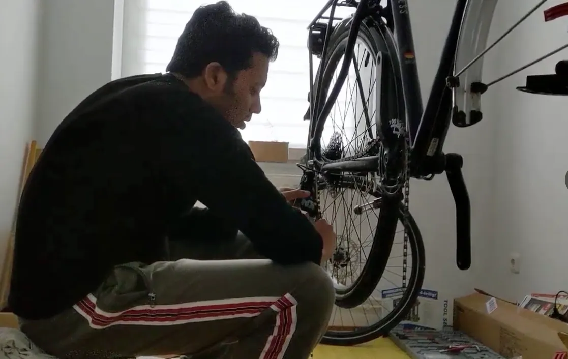 Me working on the bike